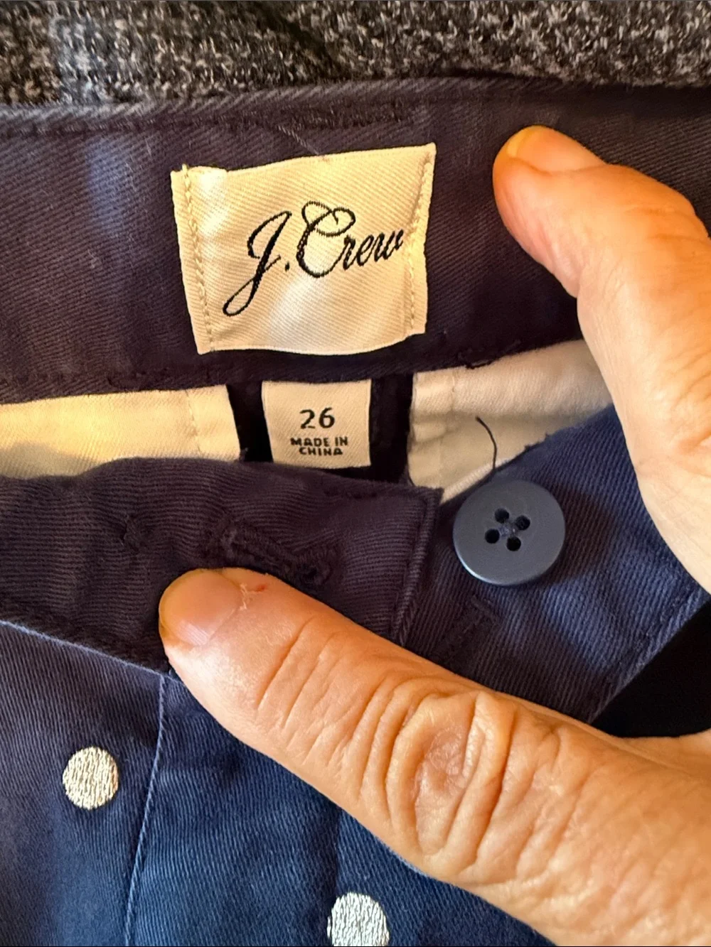 J.Crew Vintage Straight Navy Polka Dot Stretch Chino Pants Size 26 Cropped